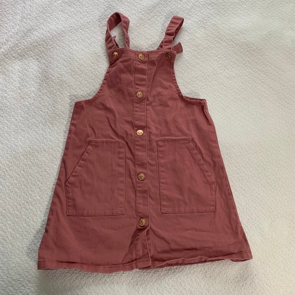 5/$25 BCBG Girls Dusty Rose Gold Button Front Pinafore Jumper Dress Size 6